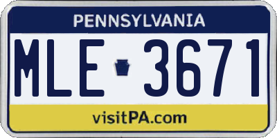PA license plate MLE3671
