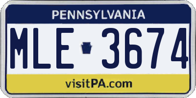 PA license plate MLE3674