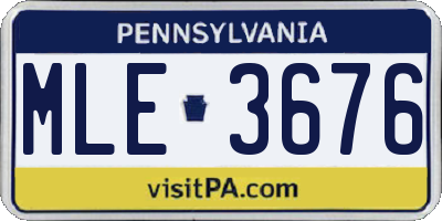 PA license plate MLE3676