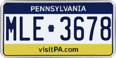PA license plate MLE3678