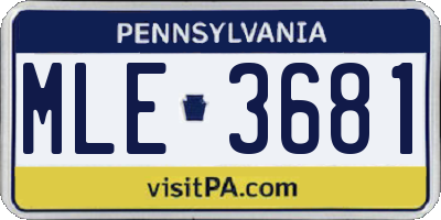 PA license plate MLE3681