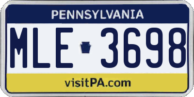 PA license plate MLE3698