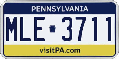 PA license plate MLE3711