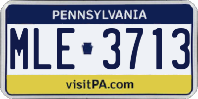 PA license plate MLE3713