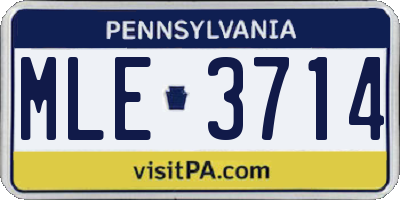 PA license plate MLE3714