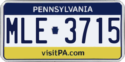 PA license plate MLE3715