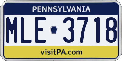 PA license plate MLE3718
