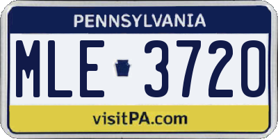 PA license plate MLE3720
