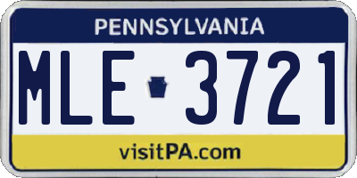 PA license plate MLE3721