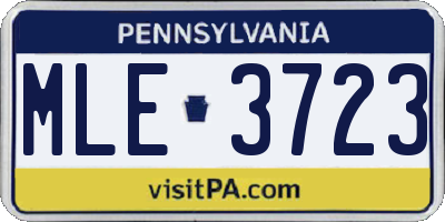 PA license plate MLE3723