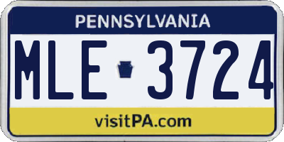 PA license plate MLE3724