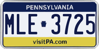 PA license plate MLE3725
