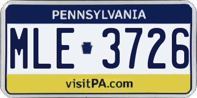 PA license plate MLE3726