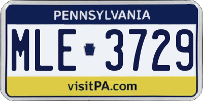 PA license plate MLE3729