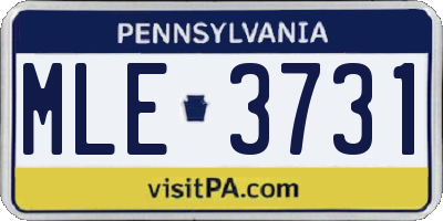 PA license plate MLE3731