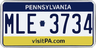 PA license plate MLE3734