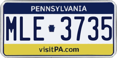 PA license plate MLE3735