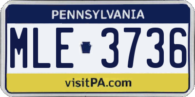 PA license plate MLE3736
