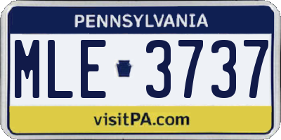 PA license plate MLE3737