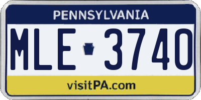 PA license plate MLE3740