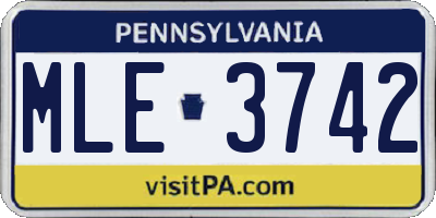 PA license plate MLE3742