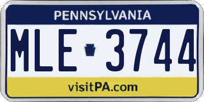 PA license plate MLE3744