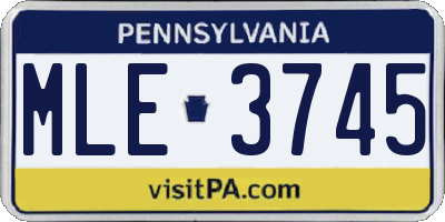 PA license plate MLE3745