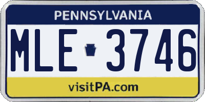 PA license plate MLE3746
