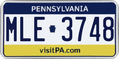 PA license plate MLE3748
