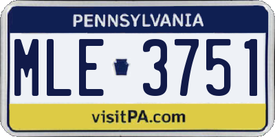PA license plate MLE3751