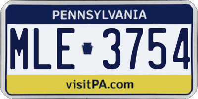 PA license plate MLE3754