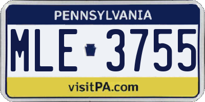 PA license plate MLE3755