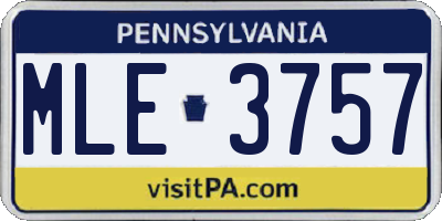 PA license plate MLE3757