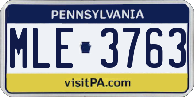 PA license plate MLE3763