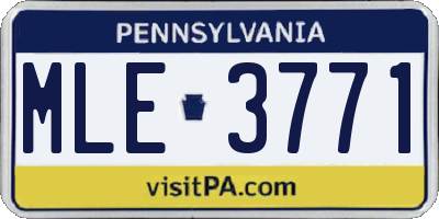 PA license plate MLE3771