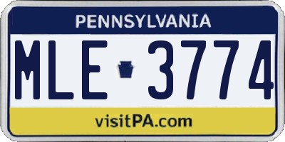 PA license plate MLE3774
