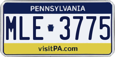 PA license plate MLE3775