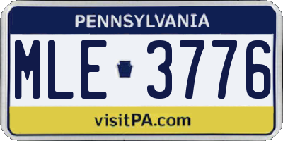 PA license plate MLE3776