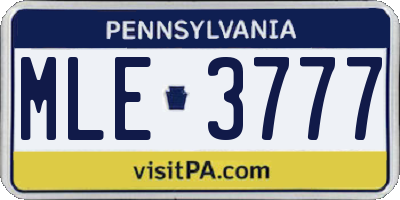 PA license plate MLE3777