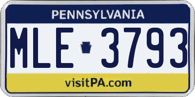 PA license plate MLE3793