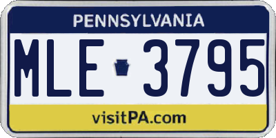 PA license plate MLE3795