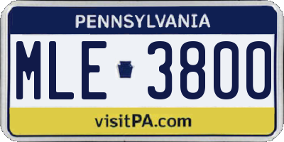 PA license plate MLE3800