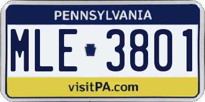 PA license plate MLE3801