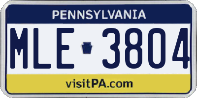 PA license plate MLE3804