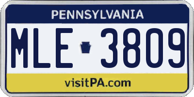 PA license plate MLE3809