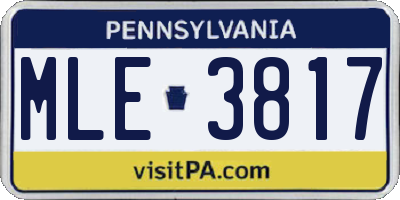 PA license plate MLE3817