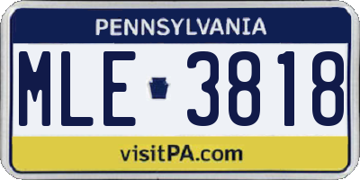 PA license plate MLE3818