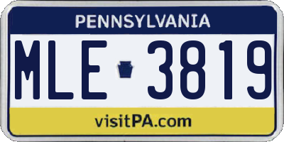 PA license plate MLE3819