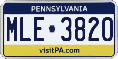 PA license plate MLE3820