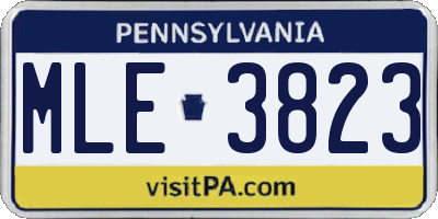 PA license plate MLE3823